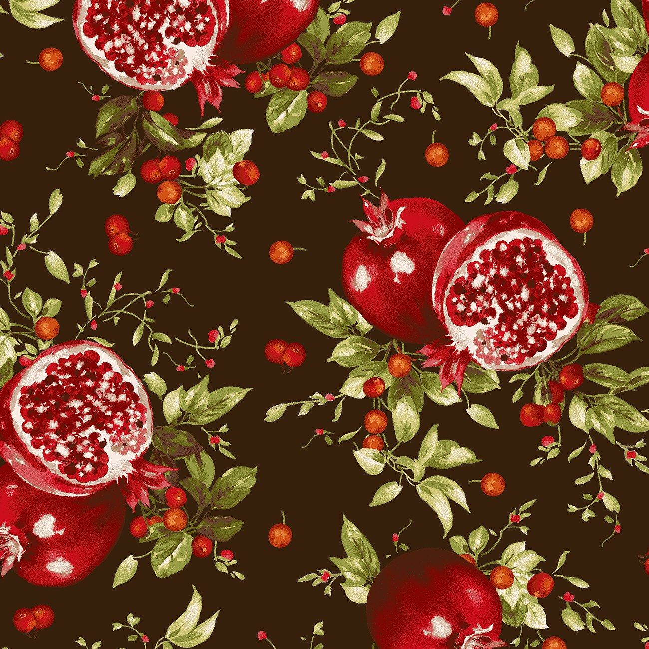 Pomegranates, leaves, Bountiful