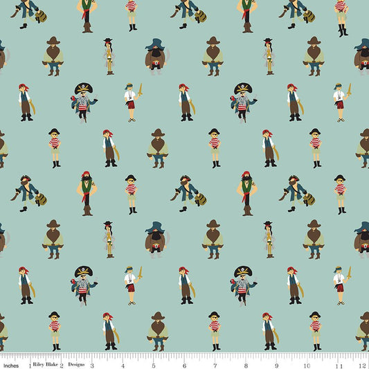 Fat Quarter Pirate Tales Pirates Blue