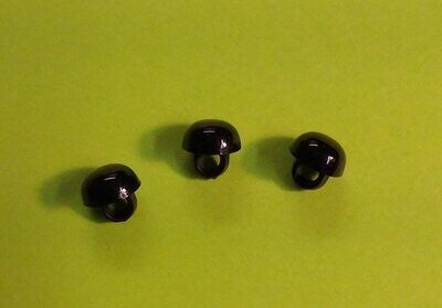 (6) Black/shank 1/4" plastic Buttons 67