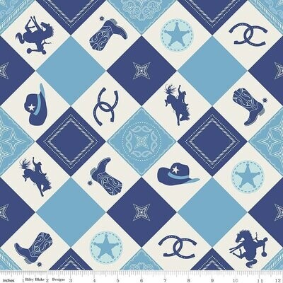 Fat Quarter Top Fabric: Cowboy Main Blue