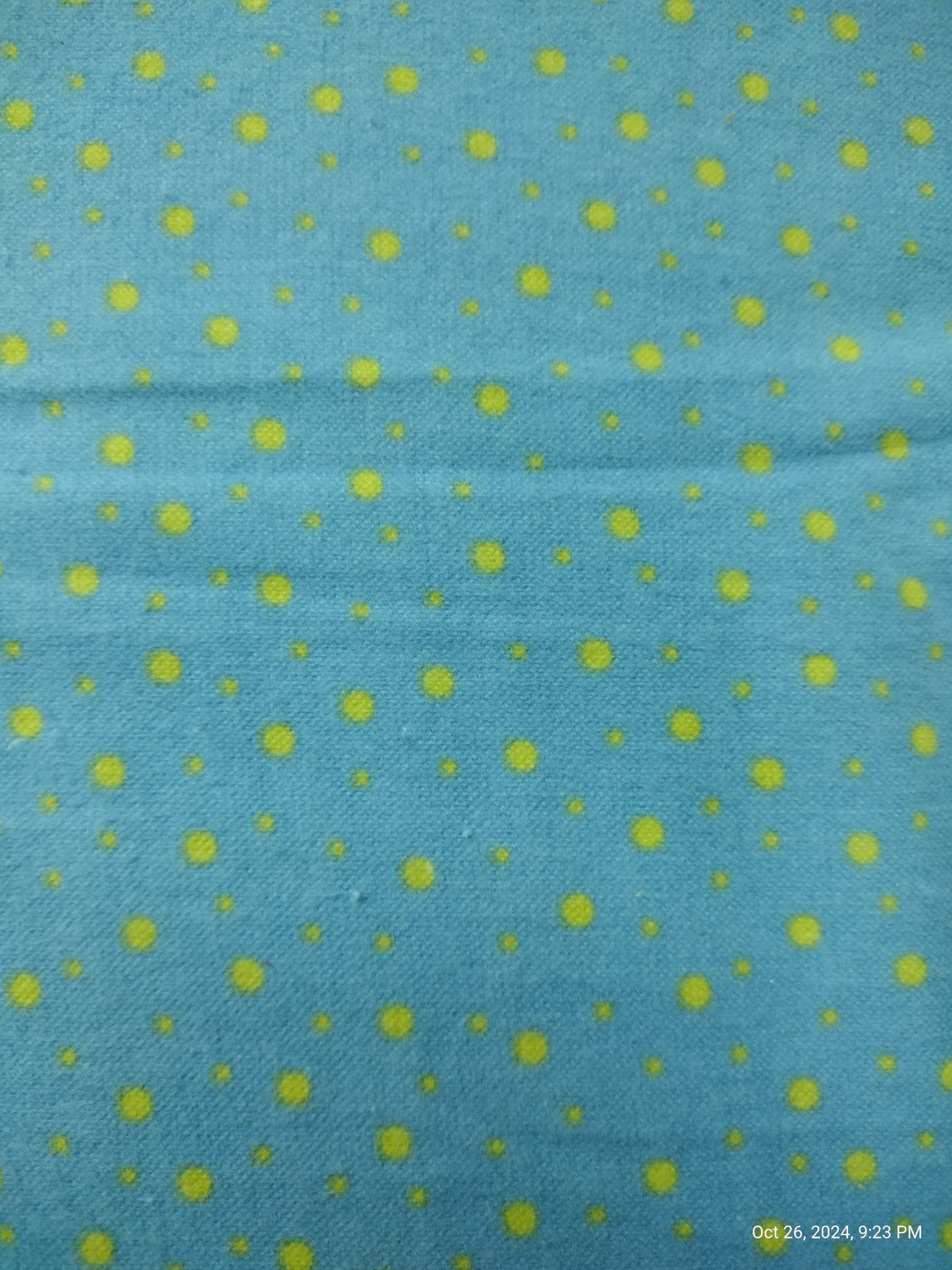 Yellow dots on Blue Flannel