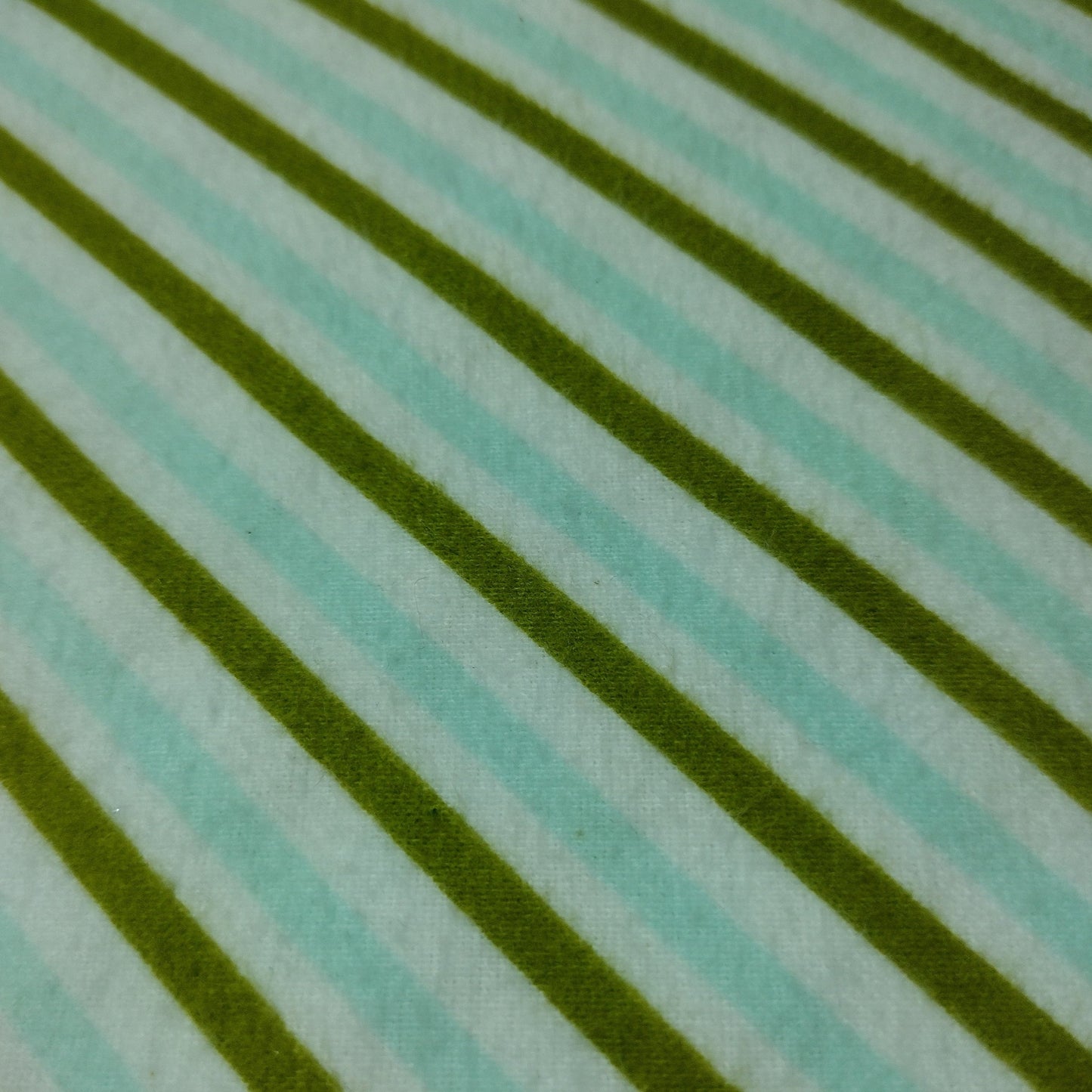 Aqua, Green, White diagonal stripe Flannel