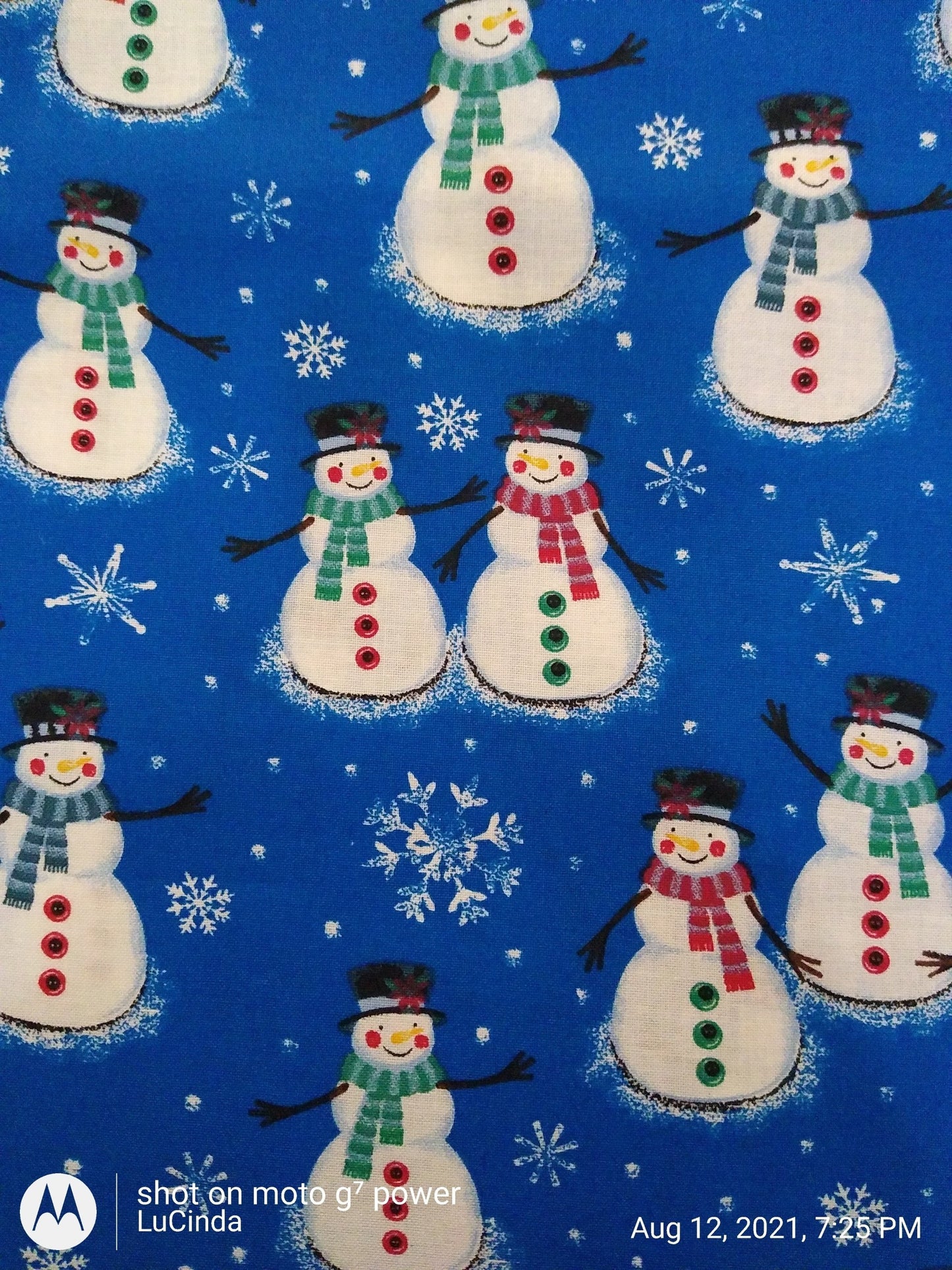 Holly Jolly Christmas Snowman Blue/White