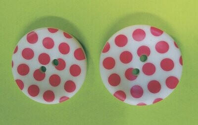 (2)  White/Pink 1 " round plastic Buttons 60