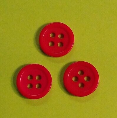 (6)  Red 3/8" round plastic Buttons 64
